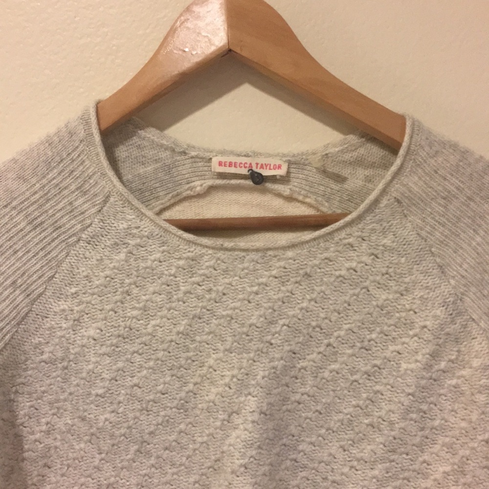 Rebecca Taylor Cream and Gray Heather Sweater in L